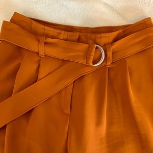 burnt orange wide leg pants with belt closure🤎